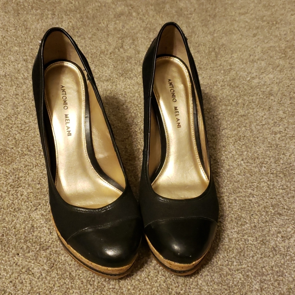 Antonio Melani Drew Cork Wedge Platform Heels